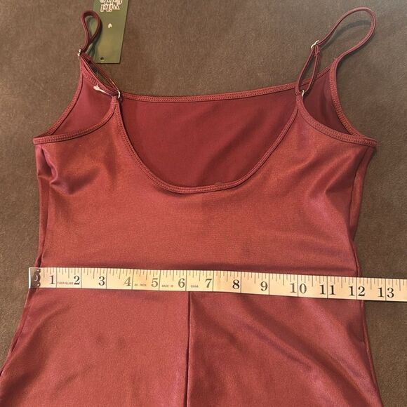 Women’s BodyCon Wild Fable Burgundy Liquid Bodysuit Ankle Length Size S NWT - Picture 10 of 13